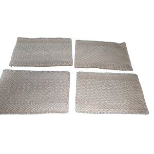 4 peach Woven Placemats Fringed Textured Table top decor cottagecore Grannycore